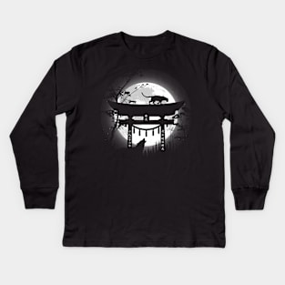 Full Moon Japanese Torii Kids Long Sleeve T-Shirt